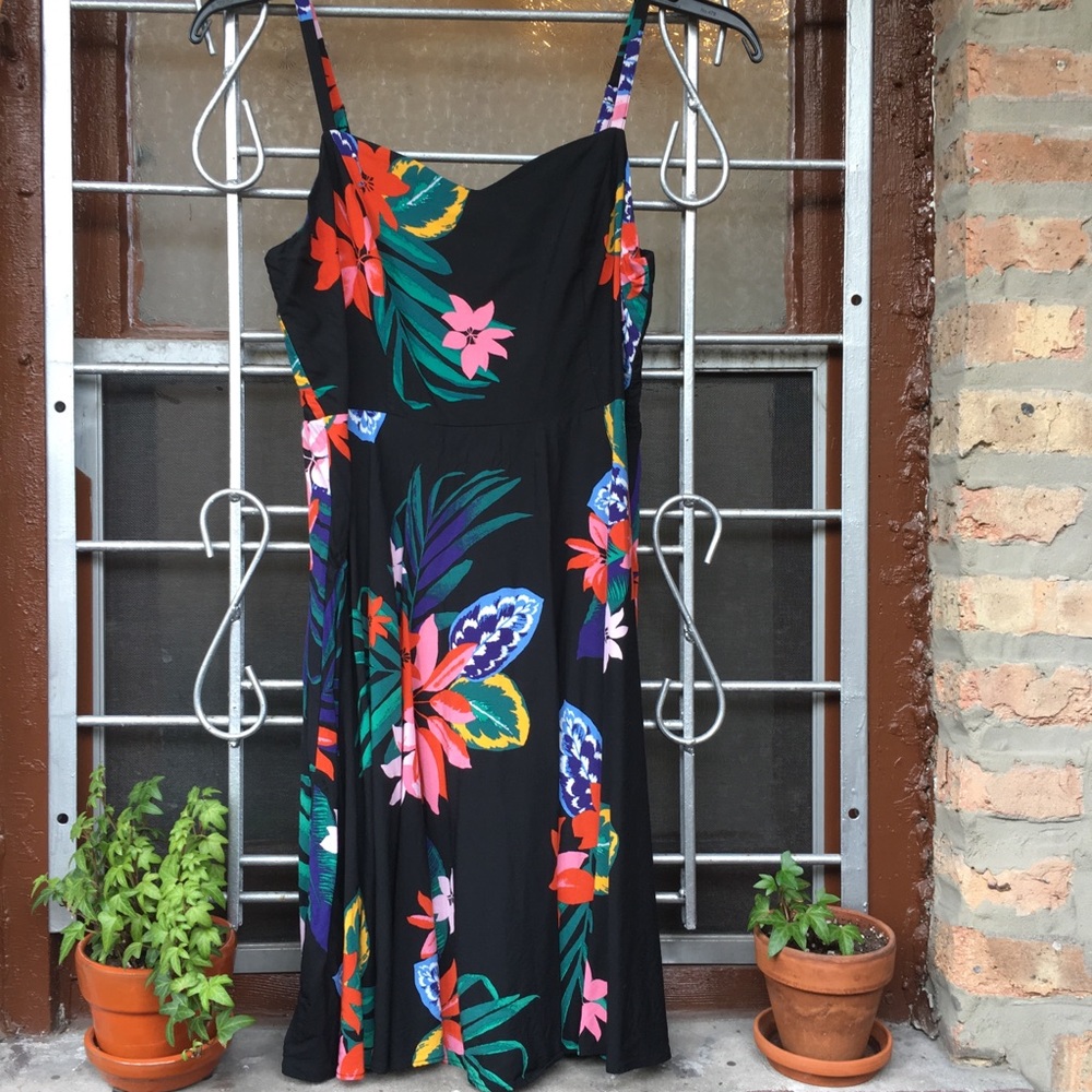 Old Navy tropical print cami skater dress size L